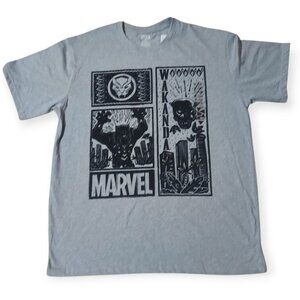 Marvel Men's Shirt Black Panther Wakanda Forever Graphic Gray XL NWT